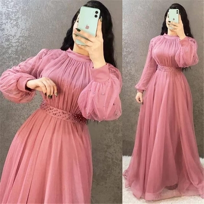 Picture of New design Stylish Pink Color Pal net Borka Gown  Malai Georgette and soft Pal net Fabric For Women - Borka For Women - Pink