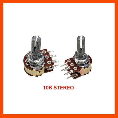 Picture of 2Pcs B10K 10K Ohm Potentiometer 6 Pins Split Shaft Rotary Linear Stereo Dual Taper Potentiometers Multicolor