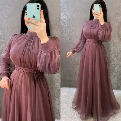 Picture of New design Stylish Purple Color Pal net Borka Gown  Malai Georgette and soft Pal net Fabric For Women - Purple