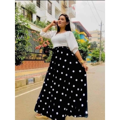 Picture of Western Dress summer fashion Smoki Tops and Skirts, women's summer dress, western style Tops and Skirts, sense of niche temperament shirt for Girls - Black