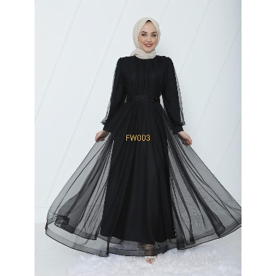 Picture of New design Stylish Maroon Color Pal net Borka Gown  Malai Georgette and soft Pal net Fabric For Women - Black