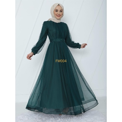 Picture of New design Stylish Green Color Pal net Borka Gown  Malai Georgette and soft Pal net Fabric For Women - Green