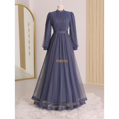 Picture of New design Stylish Ash Color Pal net Borka Gown  Malai Georgette and soft Pal net Fabric For Women - Dark Ash