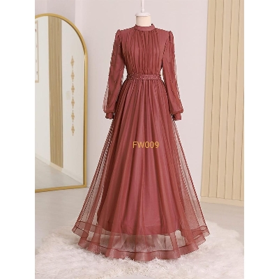 Picture of New design Stylish Red Color Pal net Borka Gown  Malai Georgette and soft Pal net Fabric For Women - Red