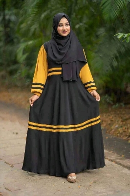 Picture of Women's Hijab Gown Borka With orna Hijab Stylish Kurtis Muslim wear Double cherry Georgette Exclusive Designed For Women/Girls - Black