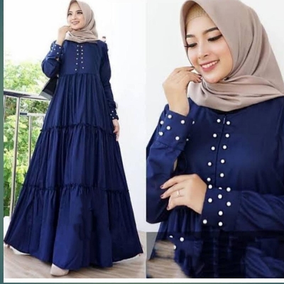 Picture of Women's Repeat Borka Gown Without Hijab Stylish Kurtis Muslim Wear Double cherry Georgette Exclusive Designed For Women/Girls - Royal Blue