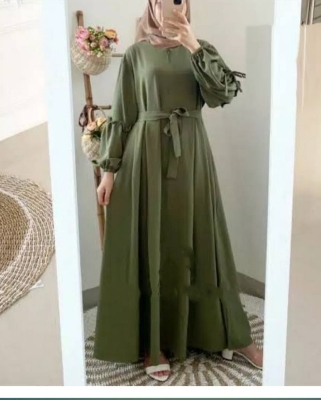 Picture of Women's Crown Gown Without Hijab Stylish Kurtis Muslim wear Double cherry Georgette Exclusive Designed For Women/Girls - Olive