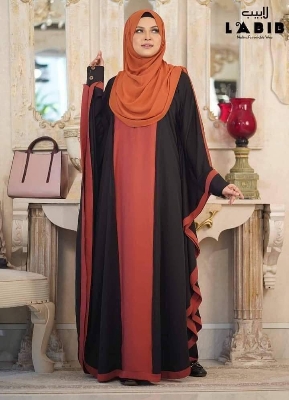 Picture of Women's Abaya Borka Gown Without Hijab Stylish Kurtis Muslim Wear Double cherry Georgette Exclusive Designed For Women/Girls - Orange