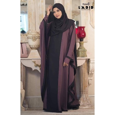 Picture of Women's Abaya Borka Gown Without Hijab Stylish Kurtis Muslim Wear Double cherry Georgette Exclusive Designed For Women/Girls - Purple