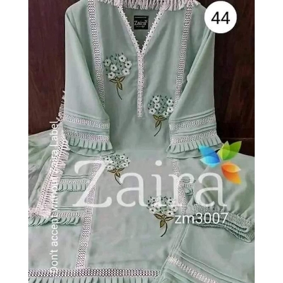 Picture of Readymade Stich Unique collection Pakistani Zaira Dress Diamond Georgette Fabric Green Color Free Size Salwar Kameez Suits For Women - Green