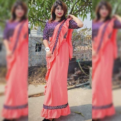 Picture of Readymade Western Saree summer fashion Pink Color Tops and Skirt Saree, Women dress sense of niche temperament Dress for Girls - Pink