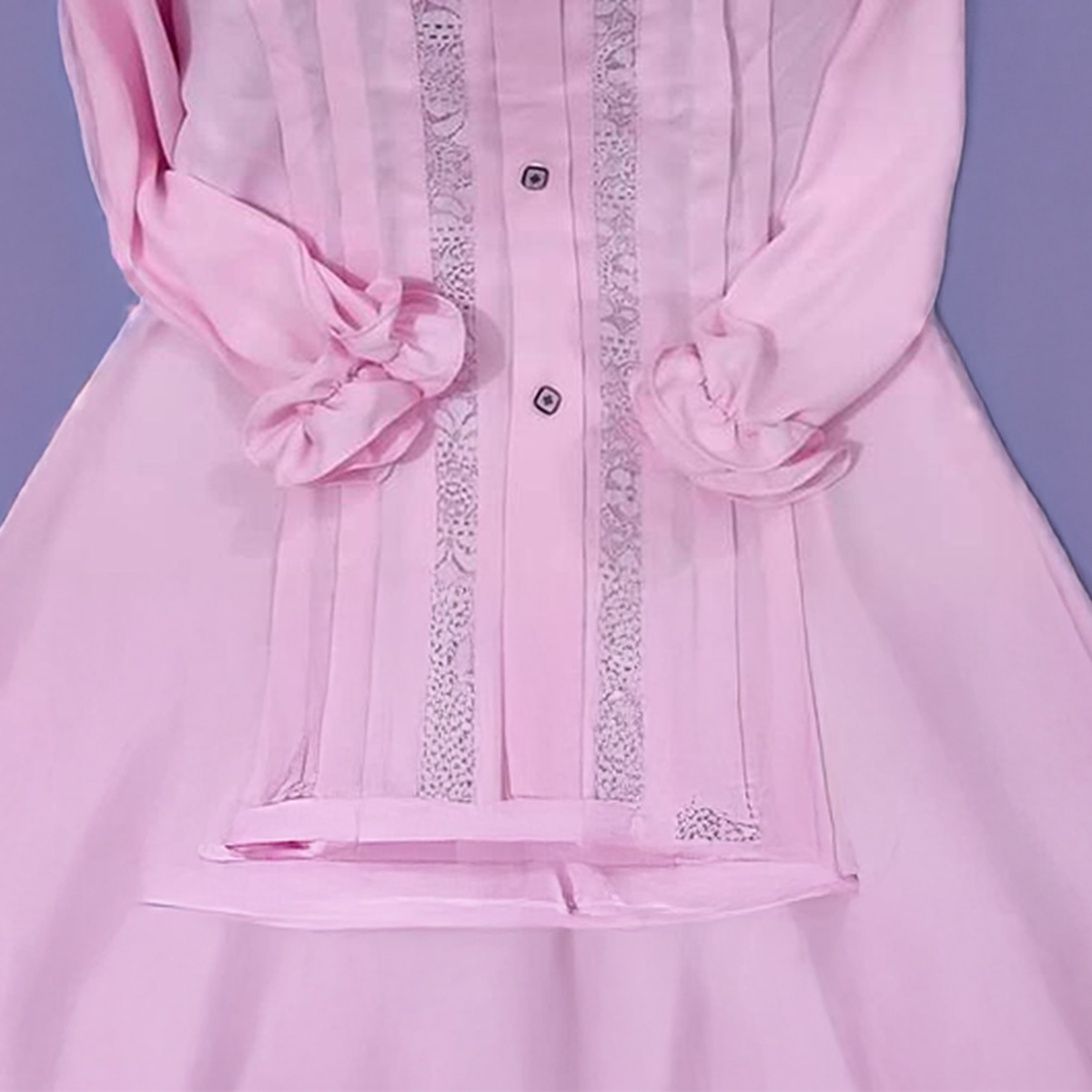 Picture of Western Fashion Pink Color Floral Tops Long kurti Premium Soft  Cheri Georgette Ladies Shirt for Girls - Pink