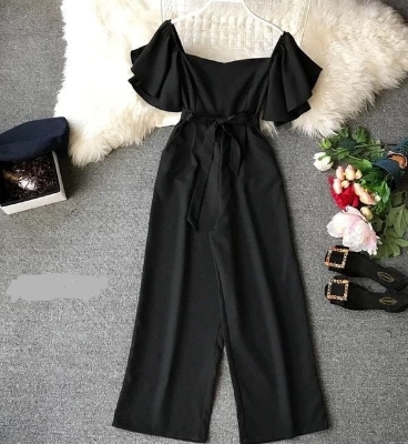 Picture of Western Fashion Ladis Stitched Jumpsuit Charry Georgette style Kurti dress for women - Black