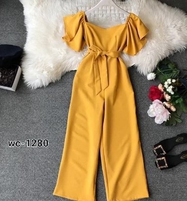 Picture of Western Fashion Ladis Stitched Jumpsuit Charry Georgette style Kurti dress for women - Yellow