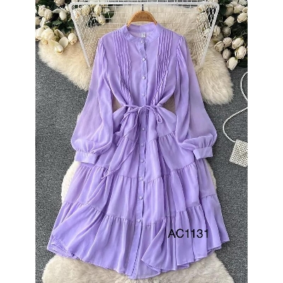 Picture of Western Fashion Purple Color Long Tops Soft Georgette Ladies Shirt for Girls - Purple