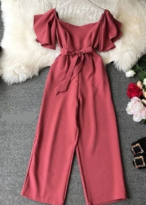 Picture of Western Fashion Ladis Stitched Jumpsuit Charry Georgette style Kurti dress for women - Pink