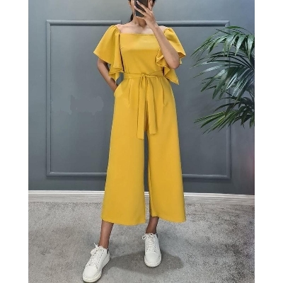 Picture of Western Fashion Ladies Stitched Jumpsuit Charry Georgette style Kurti dress for women - Yellow