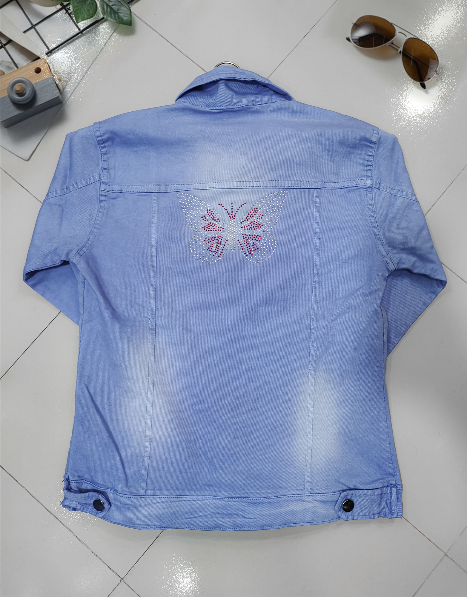 Picture of Women Fashionable Blue Color Embroidry work trending Jeans Jacket - Blue