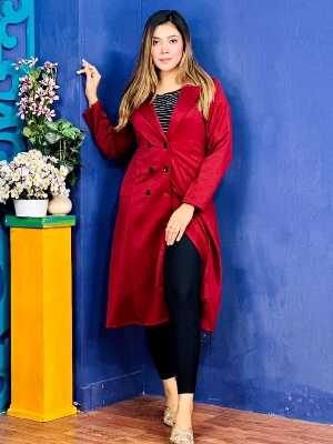 Picture of Women Fashionable Winter fur overcoat Maroon Color trending best quality china winter fabric Jackets Coats for women - Maroon