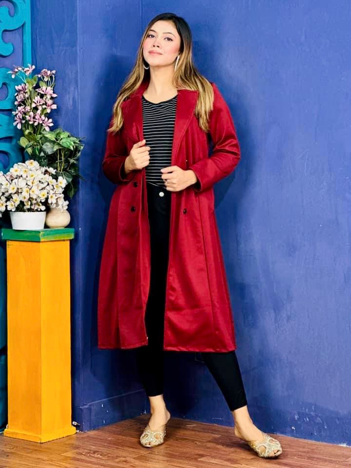 Picture of Women Fashionable Winter fur overcoat Maroon Color trending best quality china winter fabric Jackets Coats for women - Maroon