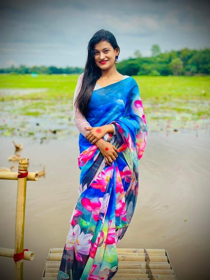 Picture of New Exclusive Design Blue Color Chandini  Soft Silk Digital Print Saree for women - Blue