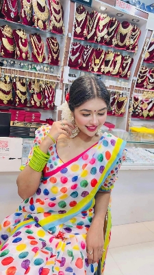 Picture of New Exclusive Design White Color Chandini  Soft Silk Digital Print Saree for women - White