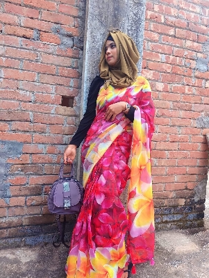 Picture of New Exclusive Design Red Color Chandini  Soft Silk Digital Print Saree for women - Red