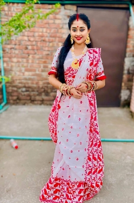 Picture of Block Print Saree New Collection White Color Fashionable Stylish and Comfortable Traditional Clothing formal wear For Women - White