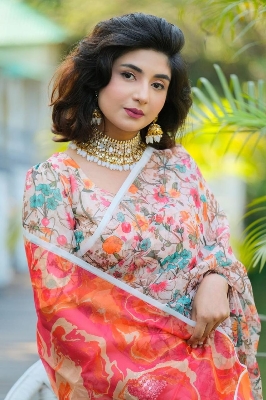 Picture of Screen Print Saree New Collection White Color Fashionable Stylish and Comfortable Traditional Clothing formal wear For Women - White