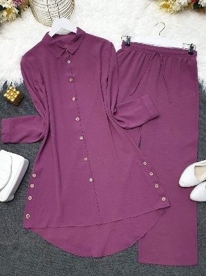 Picture of Western Fashion Ladis Stitched Purple Color Freal Tops and Pant Double Georgette  style Kurti  dress for wome - Purple