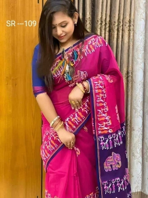 Picture of New Exclusive Design Maroon Color Half Silk Digital Print Saree for women - Maroon