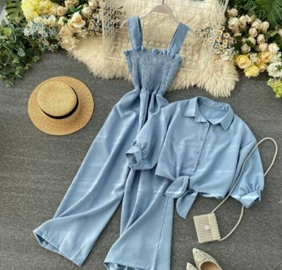 Picture of Western Fashion Ladis Stitched Tops and Jumsut Double Charry style Kurti  dress for women - Blue