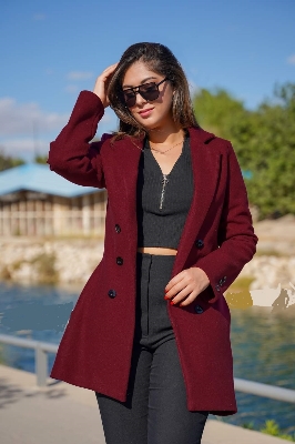 Picture of Women Fashionable Winter fur overcoat Maroon Color trending best quality china winter fabric Jackets Coats for women - Maroon