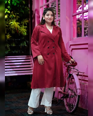 Picture of Women Fashionable Winter fur overcoat Maroon Color trending best quality china winter fabric Jackets Coats for women - Maroon