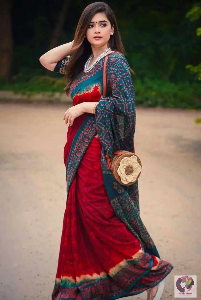 Picture of Exclusive Design Maroon Color Soft silk tydy Print Saree With Matching Blouse pis for women - Maroon