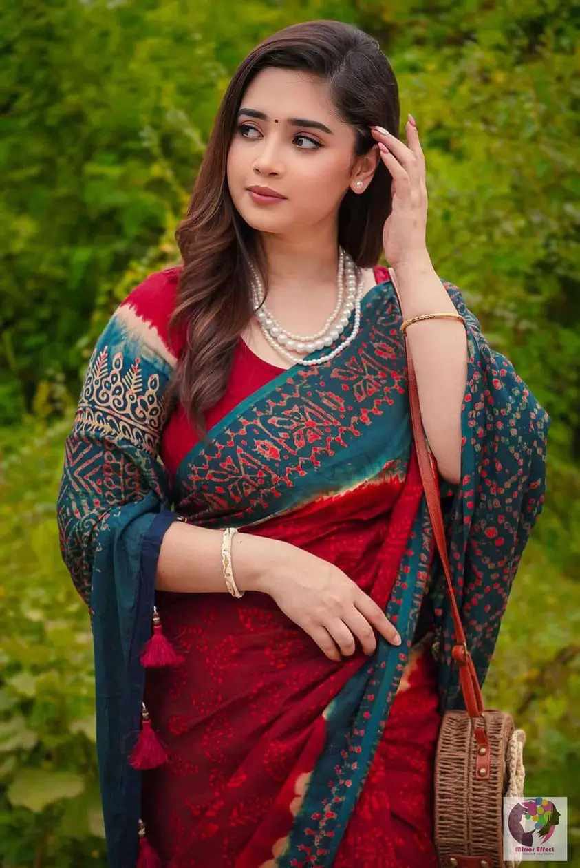 Picture of Exclusive Design Maroon Color Soft silk tydy Print Saree With Matching Blouse pis for women - Maroon