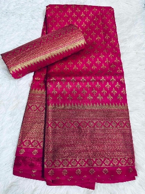 Picture of Exclusive Design Maroon Color Soft Katan silk Saree With Matching Blouse pis for women - Maroon