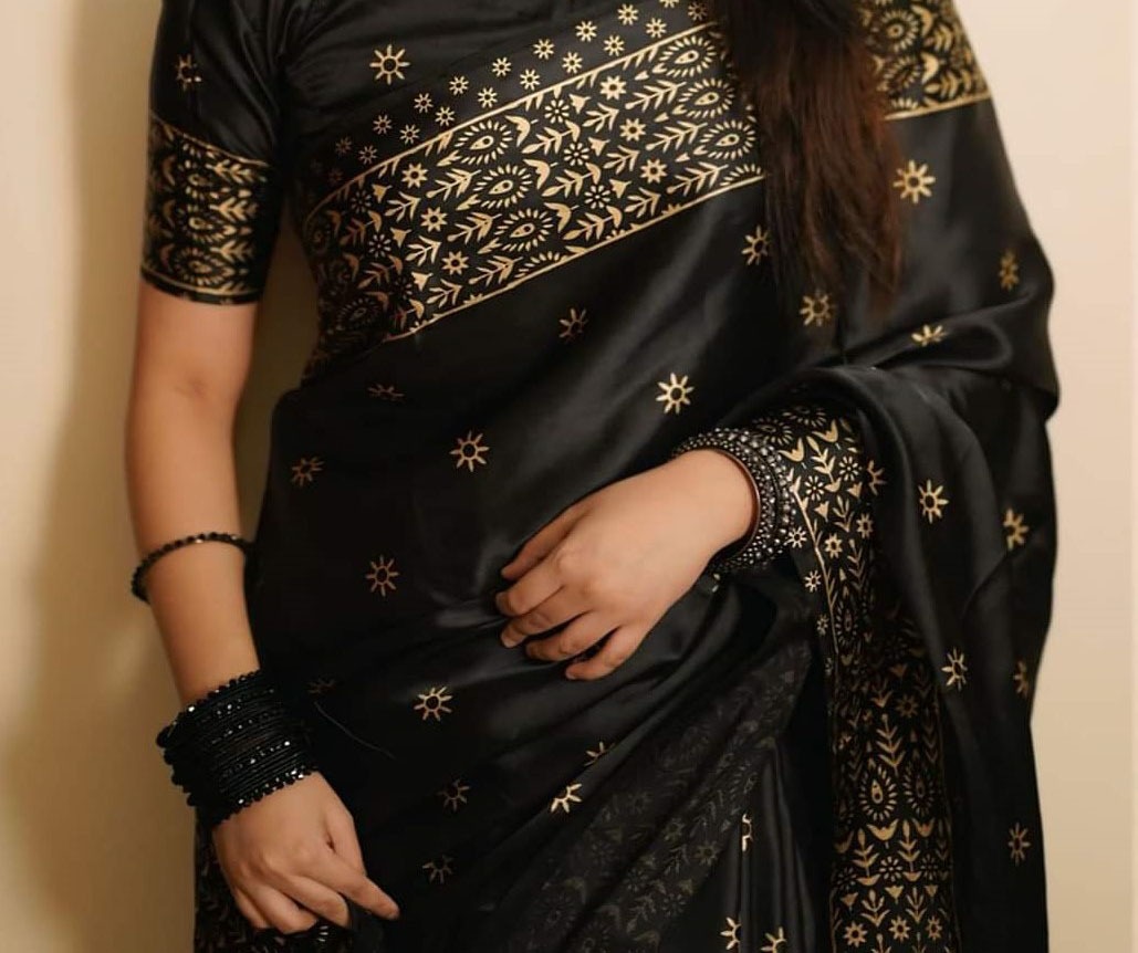 Picture of Exclusive Design Black Color Soft Japani silk Saree With Matching Blouse pis for women - Black