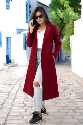 Picture of Women Fashionable Winter fur overcoat Maroon Color trending best quality china winter fabric Jackets Coats for women - Maroon