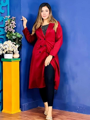 Picture of Women Fashionable Winter fur overcoat Red Color trending best quality china winter fabric Jackets Coats for women - Red