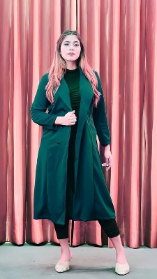 Picture of Women Fashionable Winter fur overcoat Green Color trending best quality china winter fabric Jackets Coats for women - Green