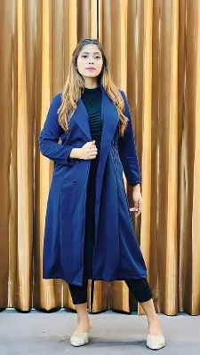 Picture of Women Fashionable Winter fur overcoat Blue Color trending best quality china winter fabric Jackets Coats for women - Blue