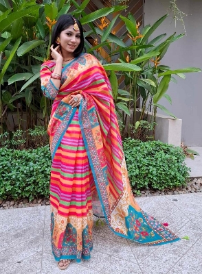 Picture of New Exclusive Design Red Color Chanduri Soft Saree for women - Red