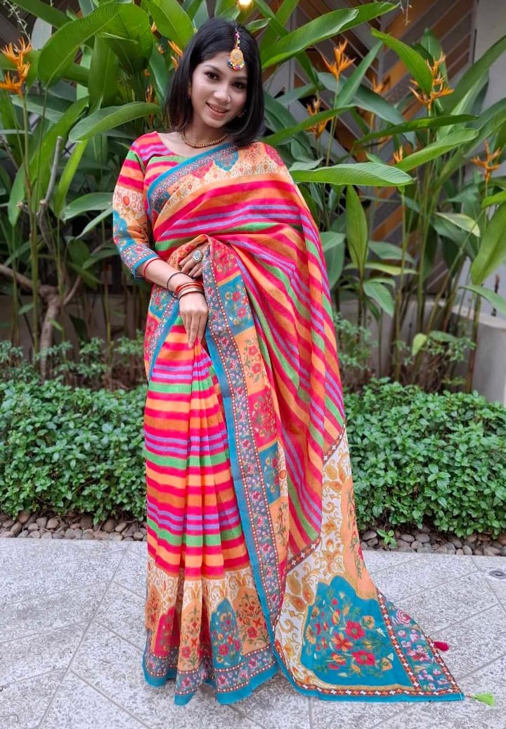 Picture of New Exclusive Design Red Color Chanduri Soft Saree for women - Red