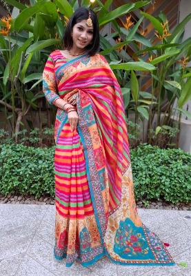 Picture of New Exclusive Design Red Color Chanduri Soft Saree for women - Red