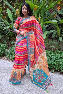 Picture of New Exclusive Design Red Color Chanduri Soft Saree for women - Red