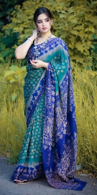 Picture of New Exclusive Design Blue Color Weightless Soft Silk Saree for women - Blue