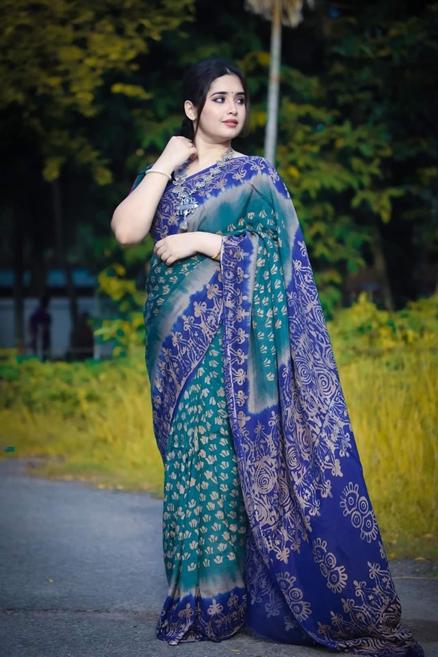 Picture of New Exclusive Design Blue Color Weightless Soft Silk Saree for women - Blue