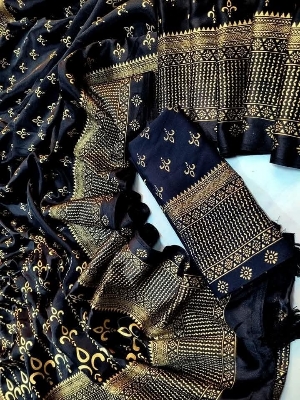 Picture of Exclusive Design Black Color Soft Japani silk Saree With Matching Blouse pis for women - Black