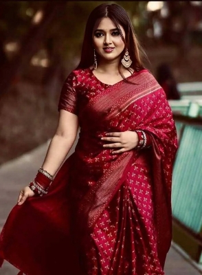 Picture of Exclusive Design Maroon Color Soft Japani silk Saree With Matching Blouse pis for women - Maroon